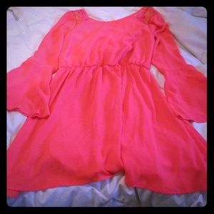 Lace back bell sleeve dress